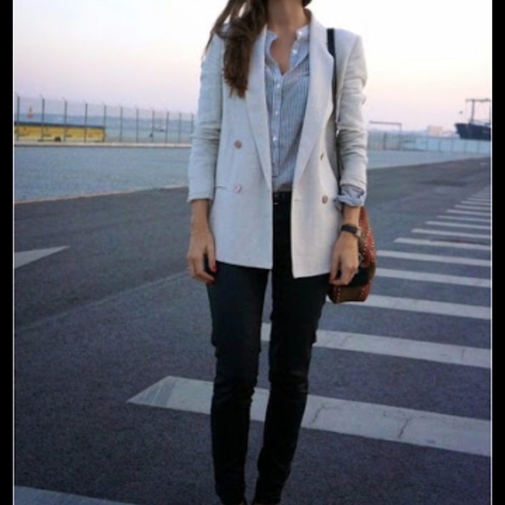 Massimo Dutti seer sucker stripe blazer jacket